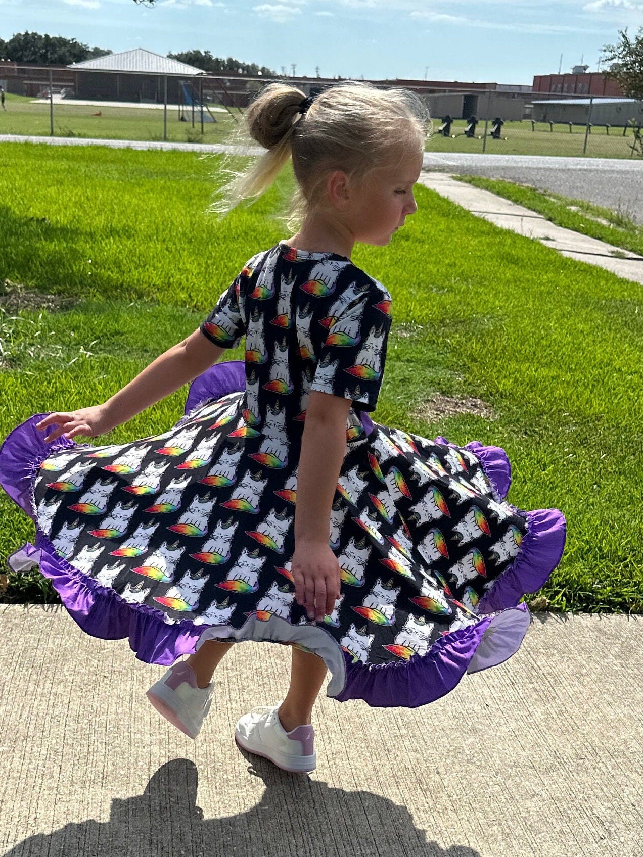Rainbow Caticorn Twirl Dress