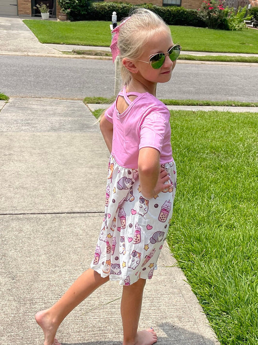 Kitty Boba Cap Dress