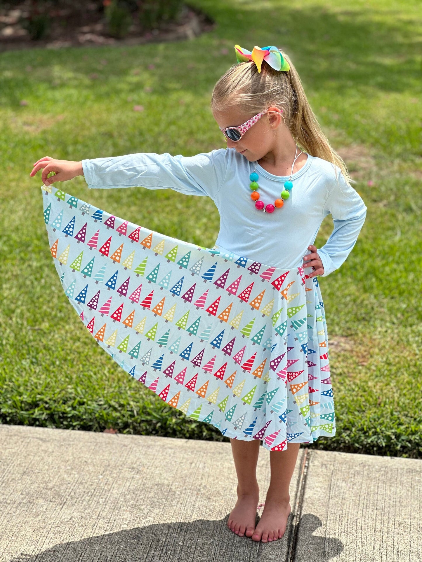 Rainbow Christmas Tree Twirl Dress