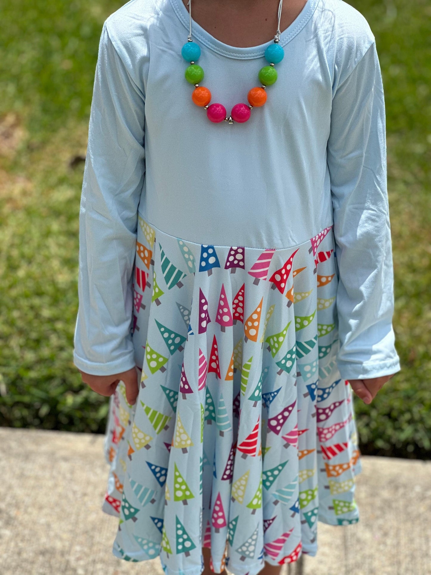 Rainbow Christmas Tree Twirl Dress
