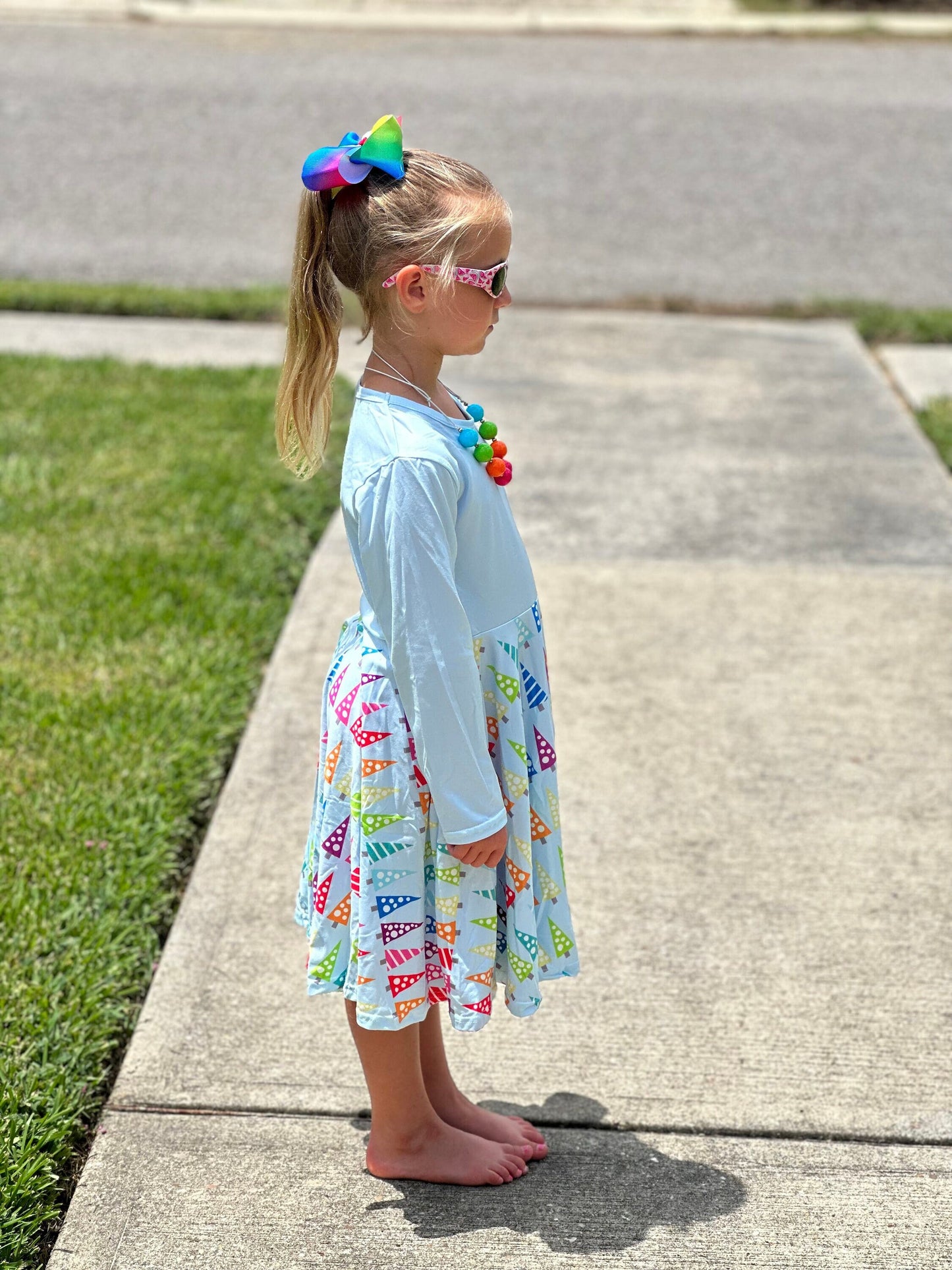 Rainbow Christmas Tree Twirl Dress