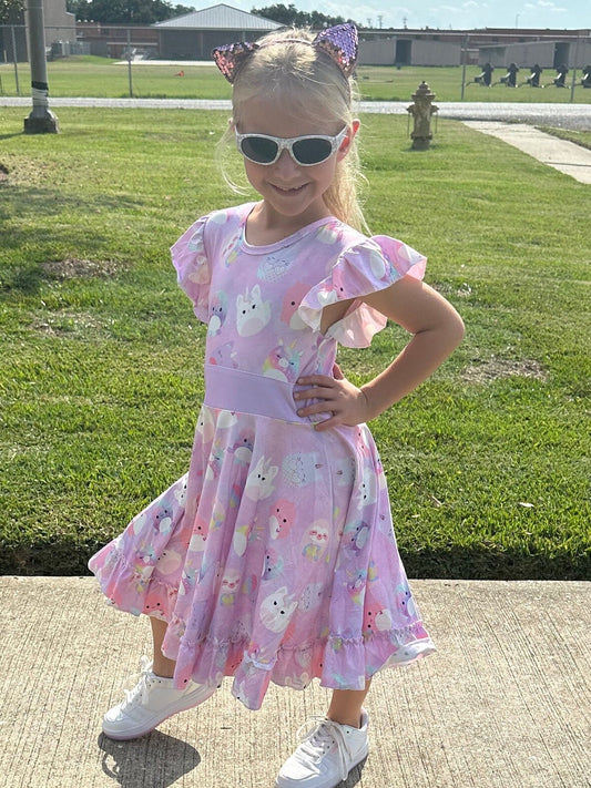 Purple Squishmallow Bow Back Twirl Dress