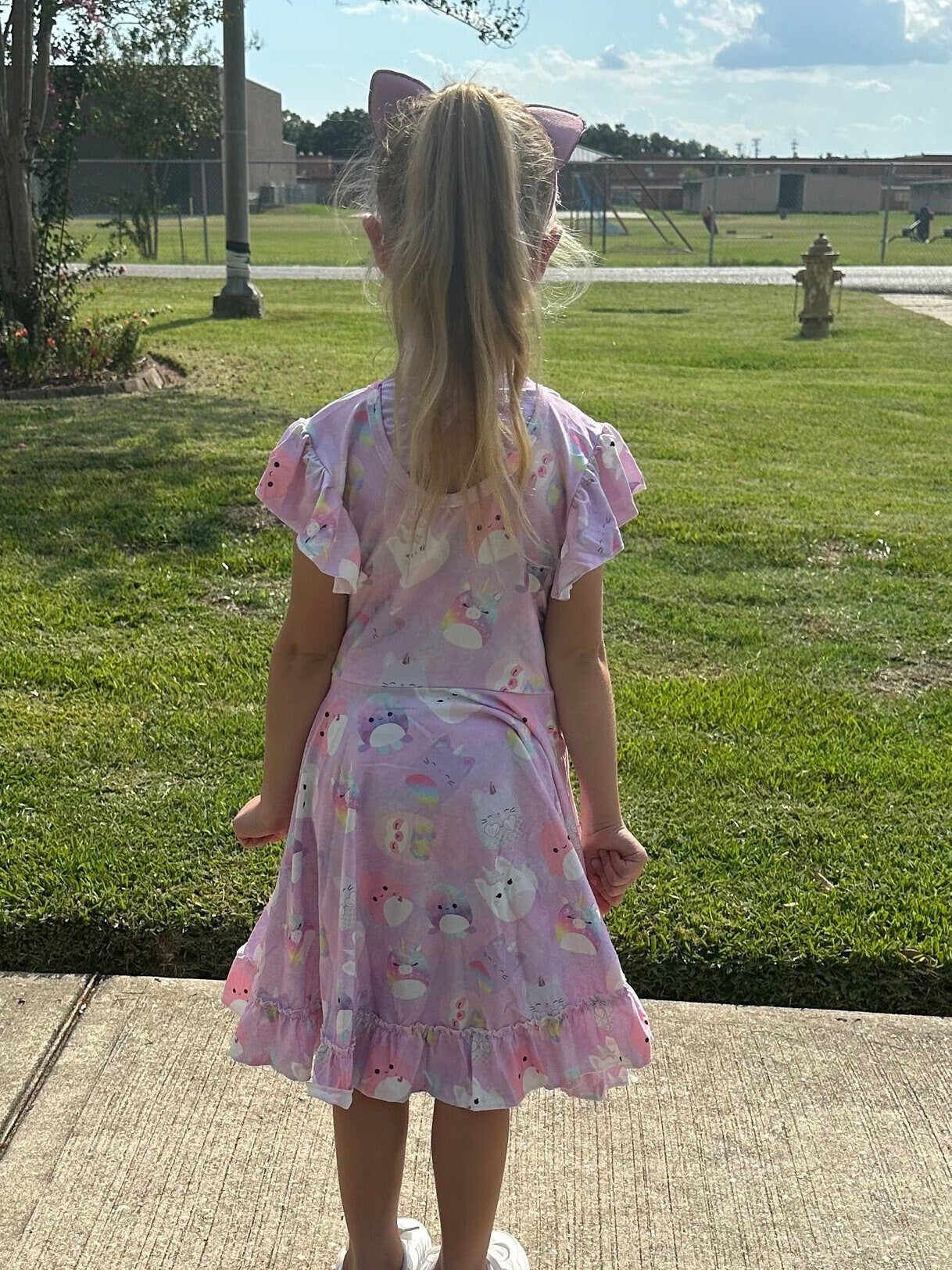 Purple Squishmallow Bow Back Twirl Dress