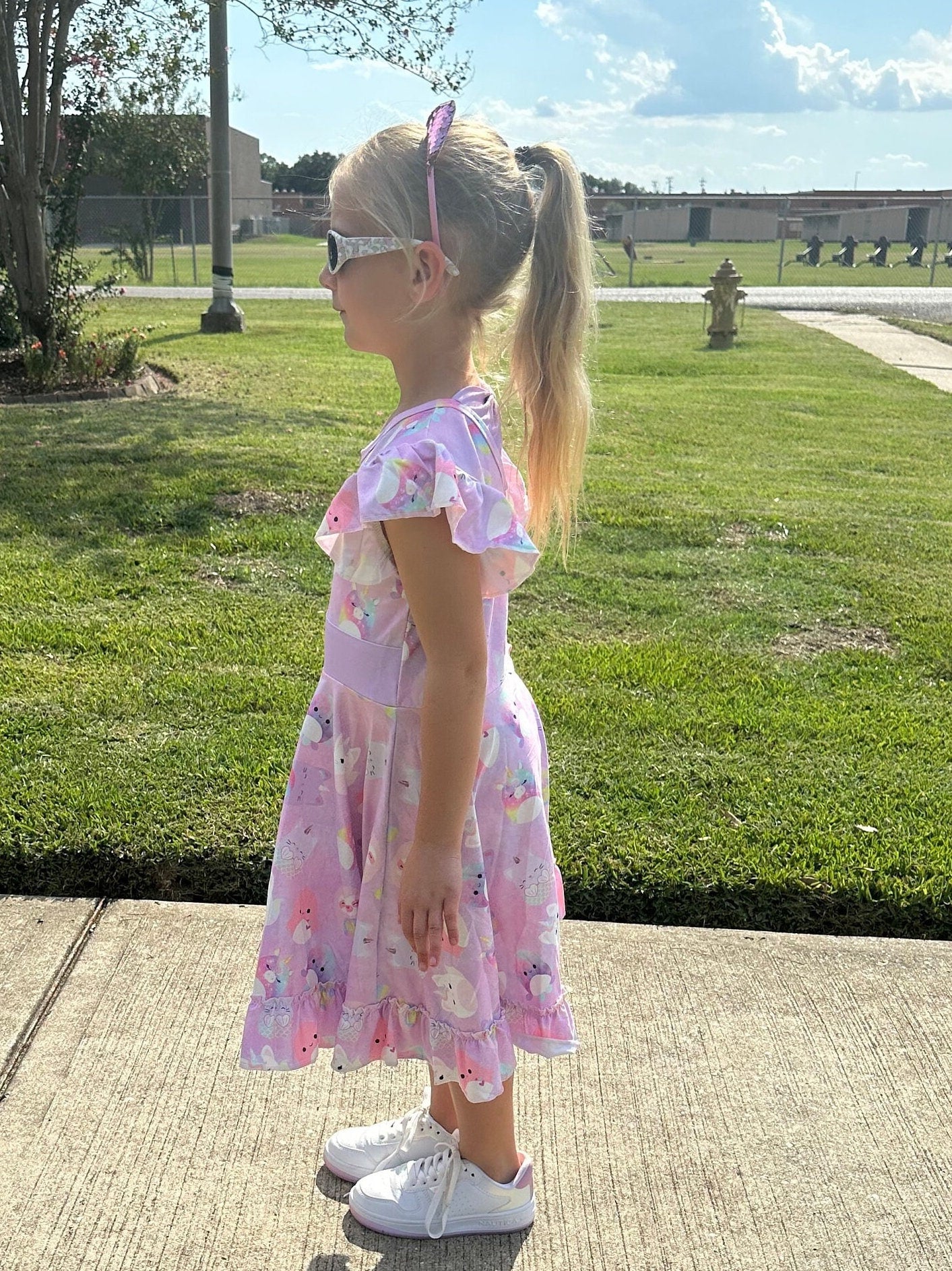 Purple Squishmallow Bow Back Twirl Dress