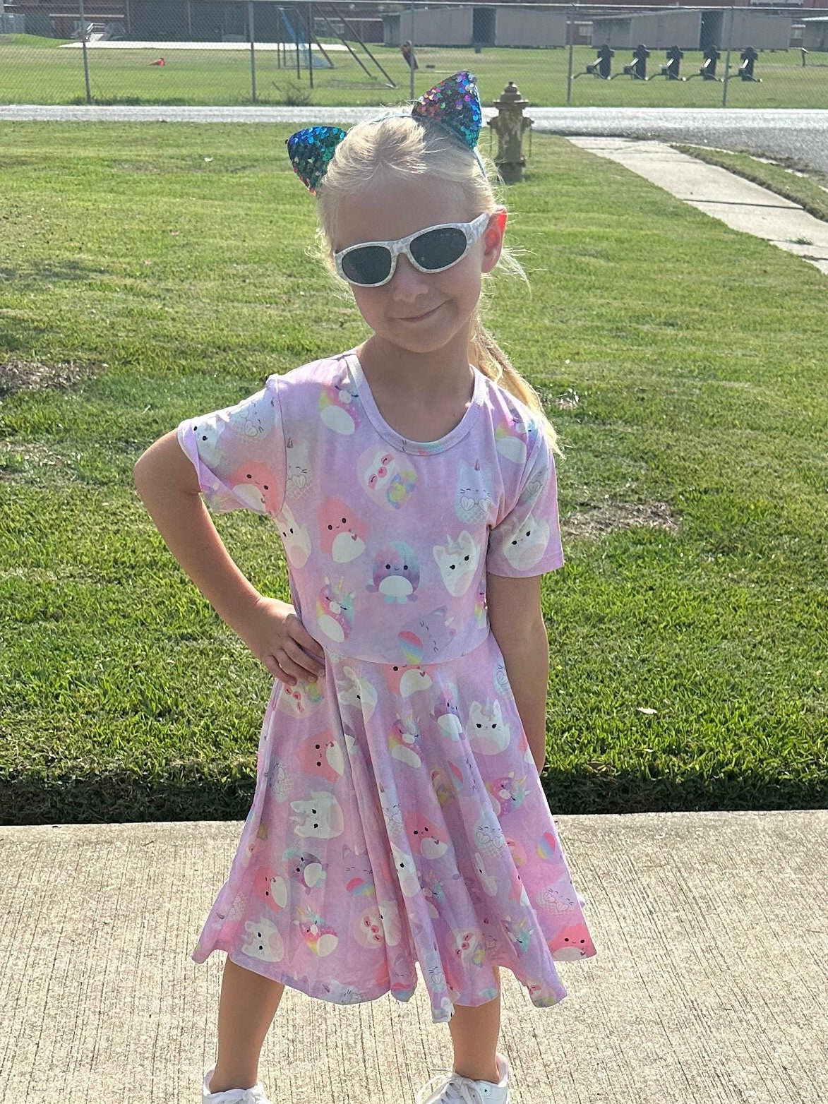 Purple Squishmallow TShirt Twirl Dress