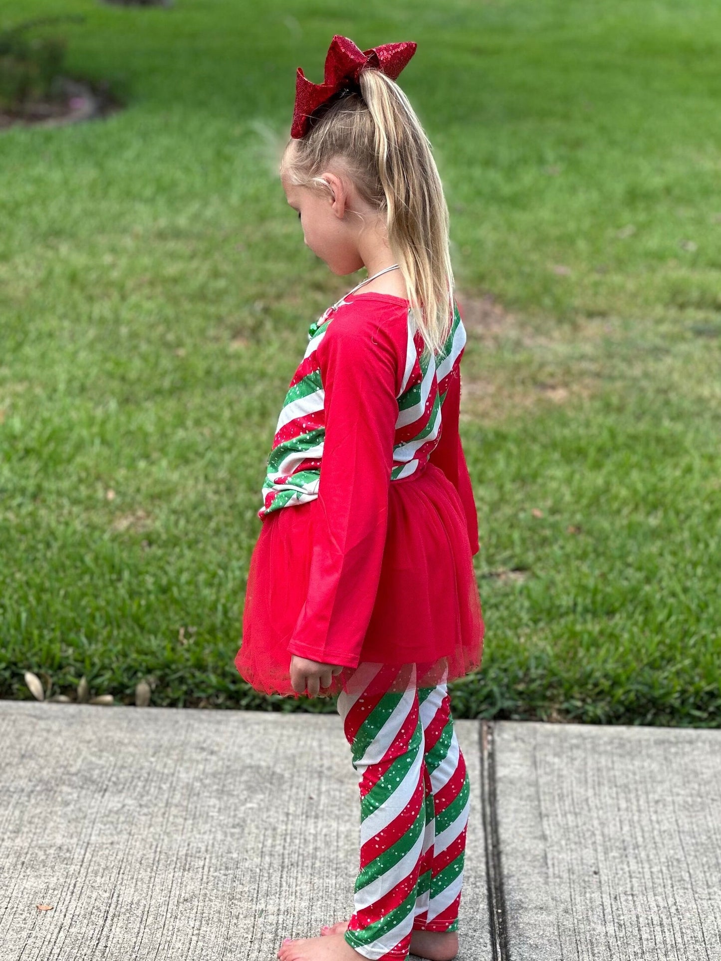 Christmas Stripes Tulle Leggings Set