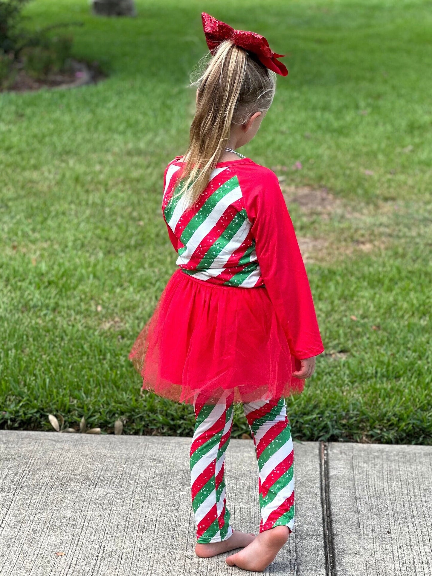 Christmas Stripes Tulle Leggings Set