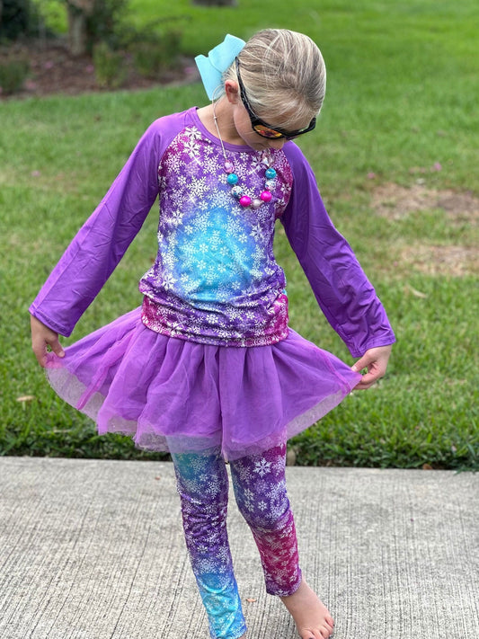 Snowflake tulle leggings Set