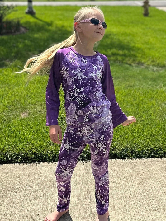 Purple Snowflake Leggings Set