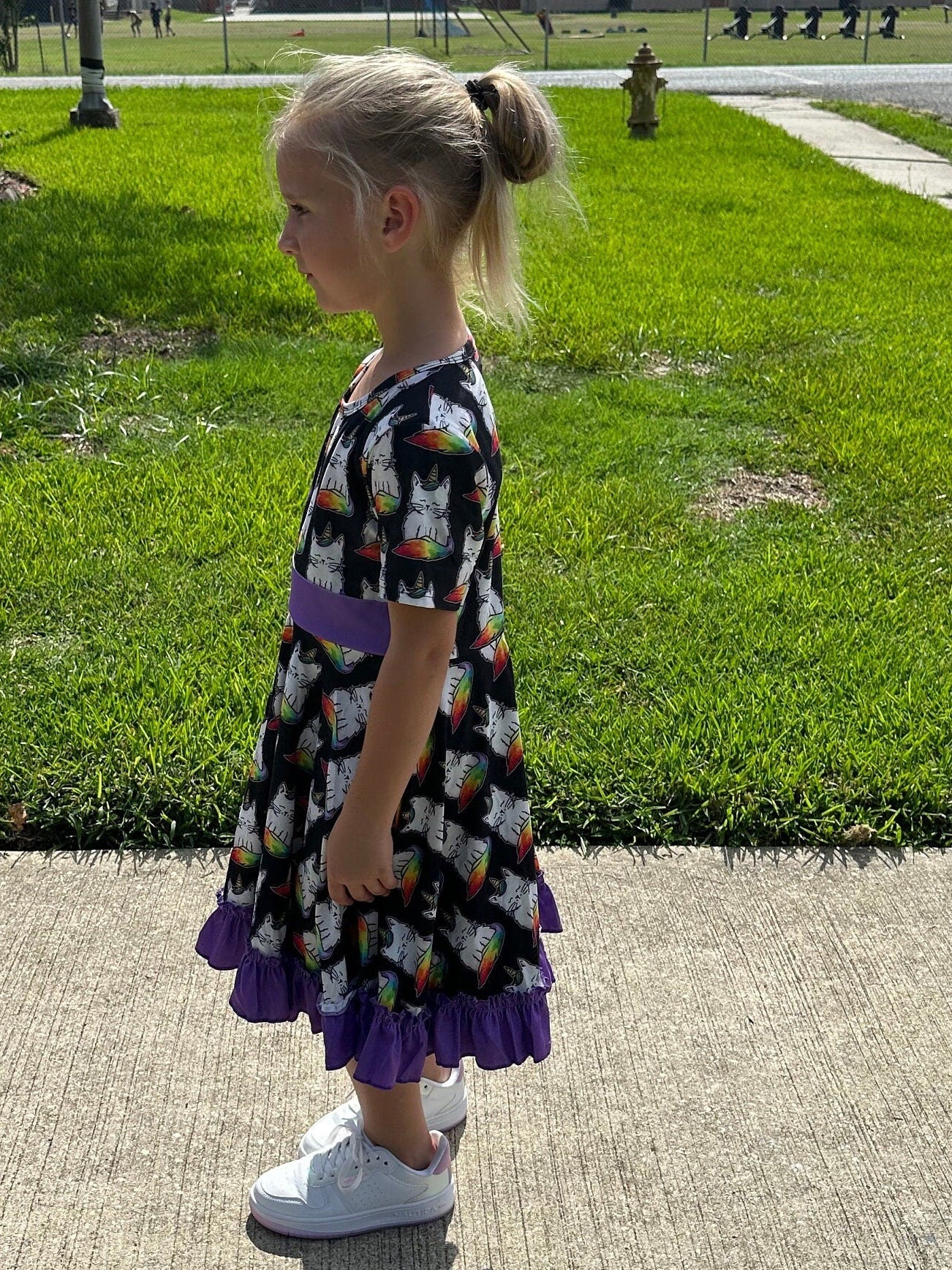 Rainbow Caticorn Twirl Dress
