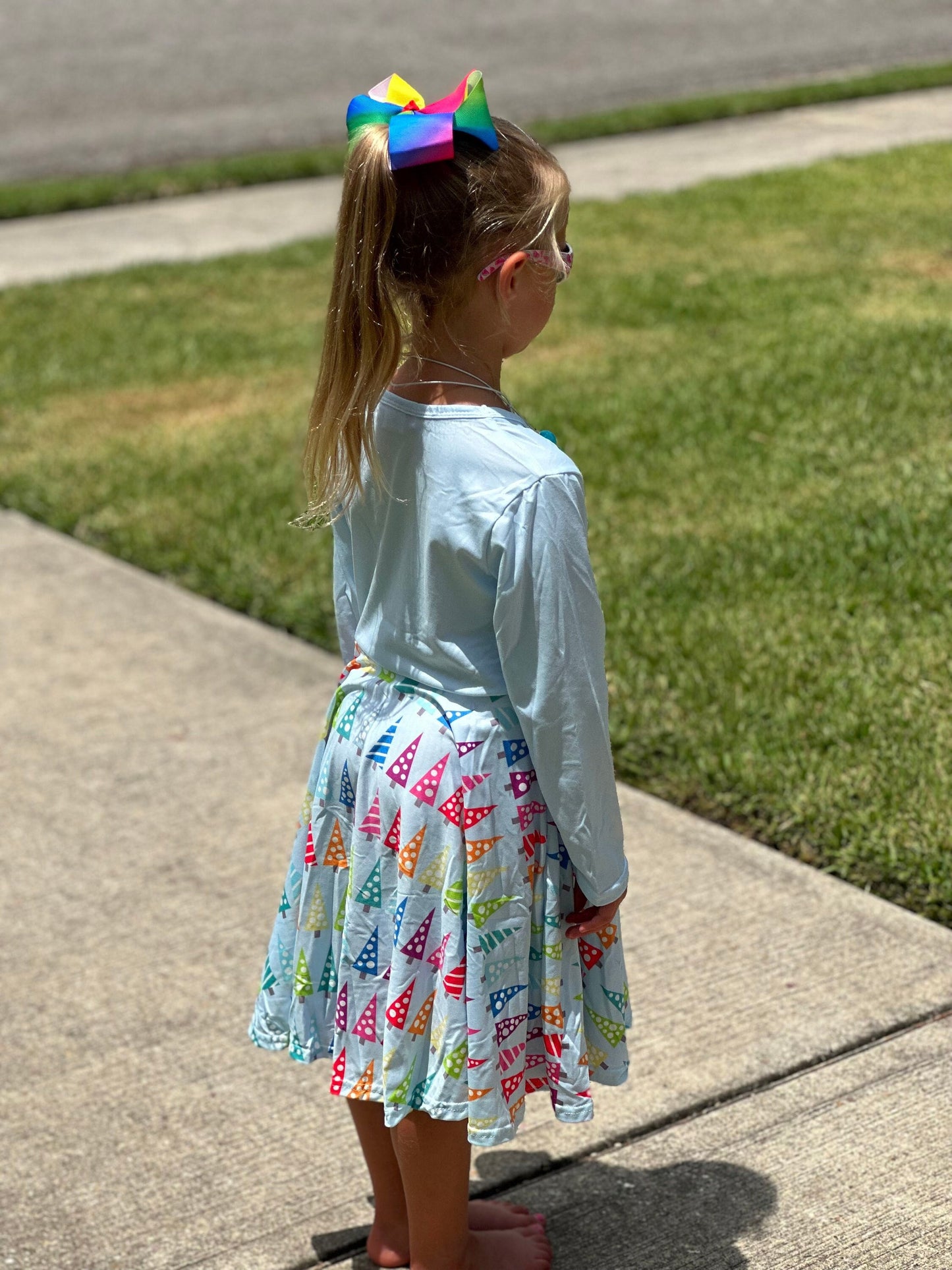 Rainbow Christmas Tree Twirl Dress