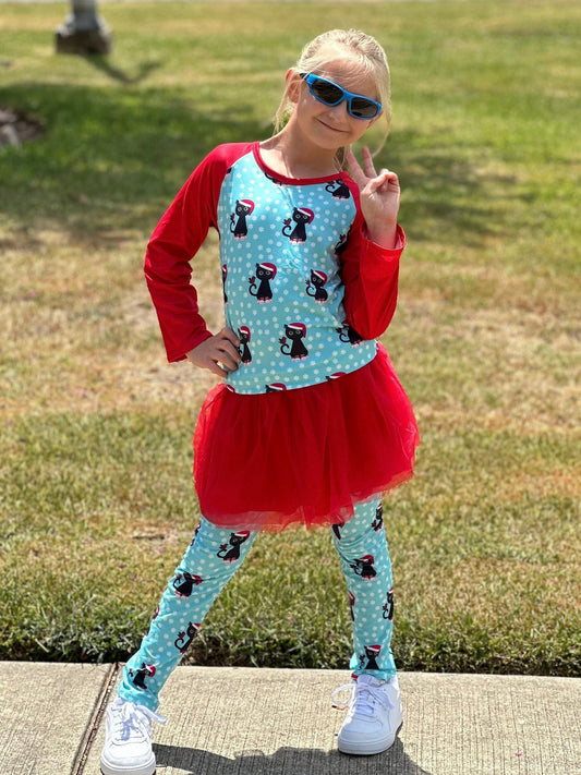 Santa Kitties Tulle Leggings Set