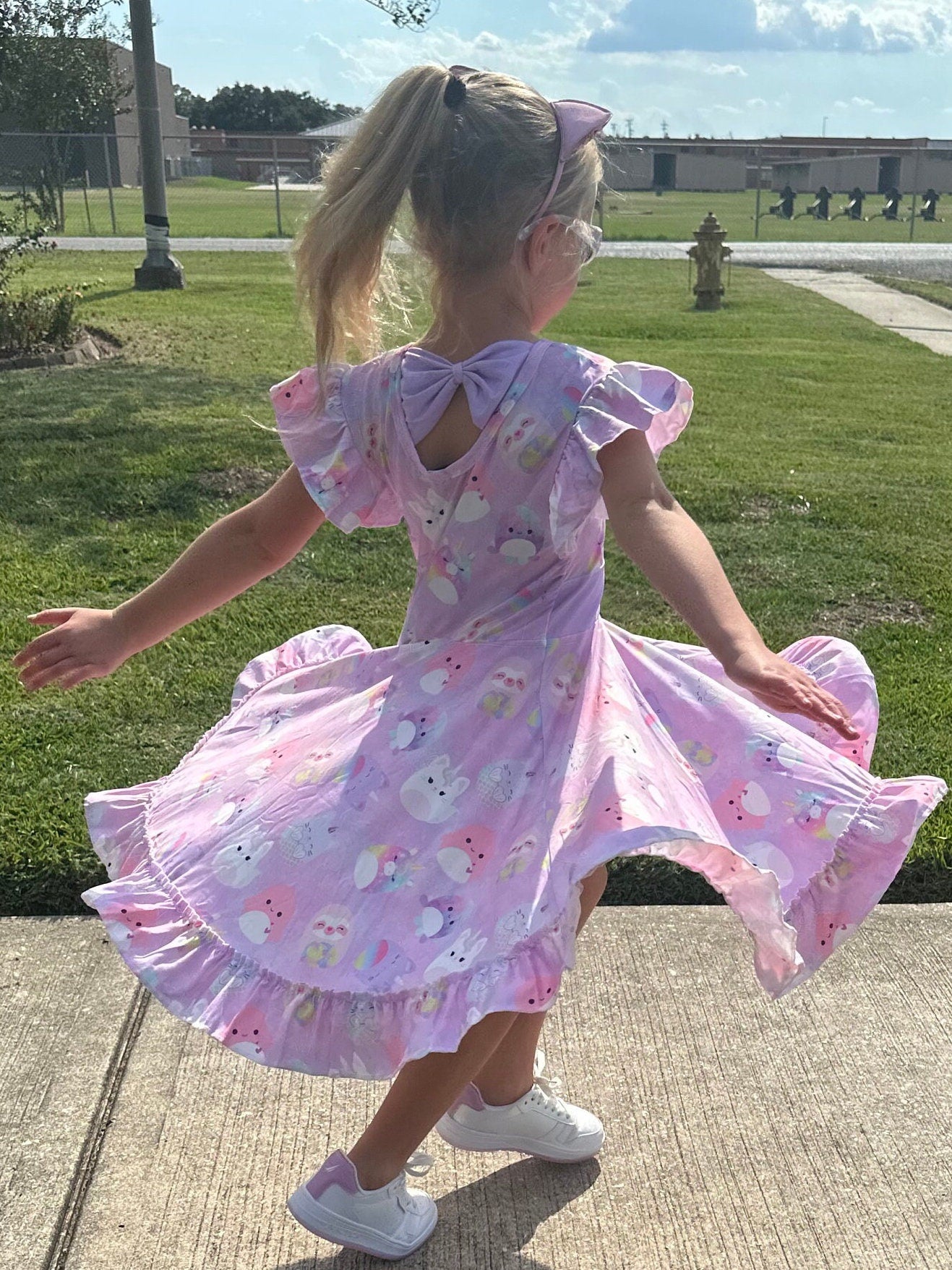 Purple Squishmallow Bow Back Twirl Dress
