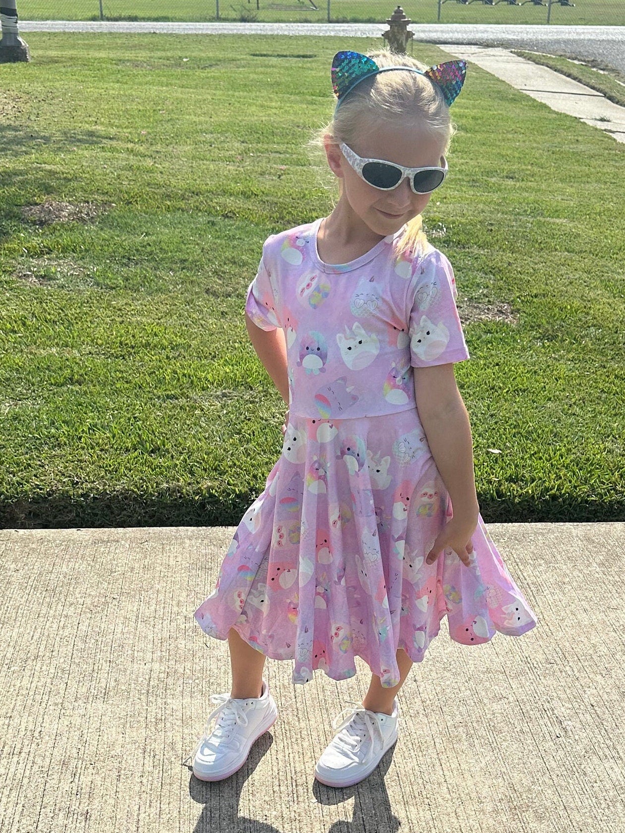 Purple Squishmallow TShirt Twirl Dress
