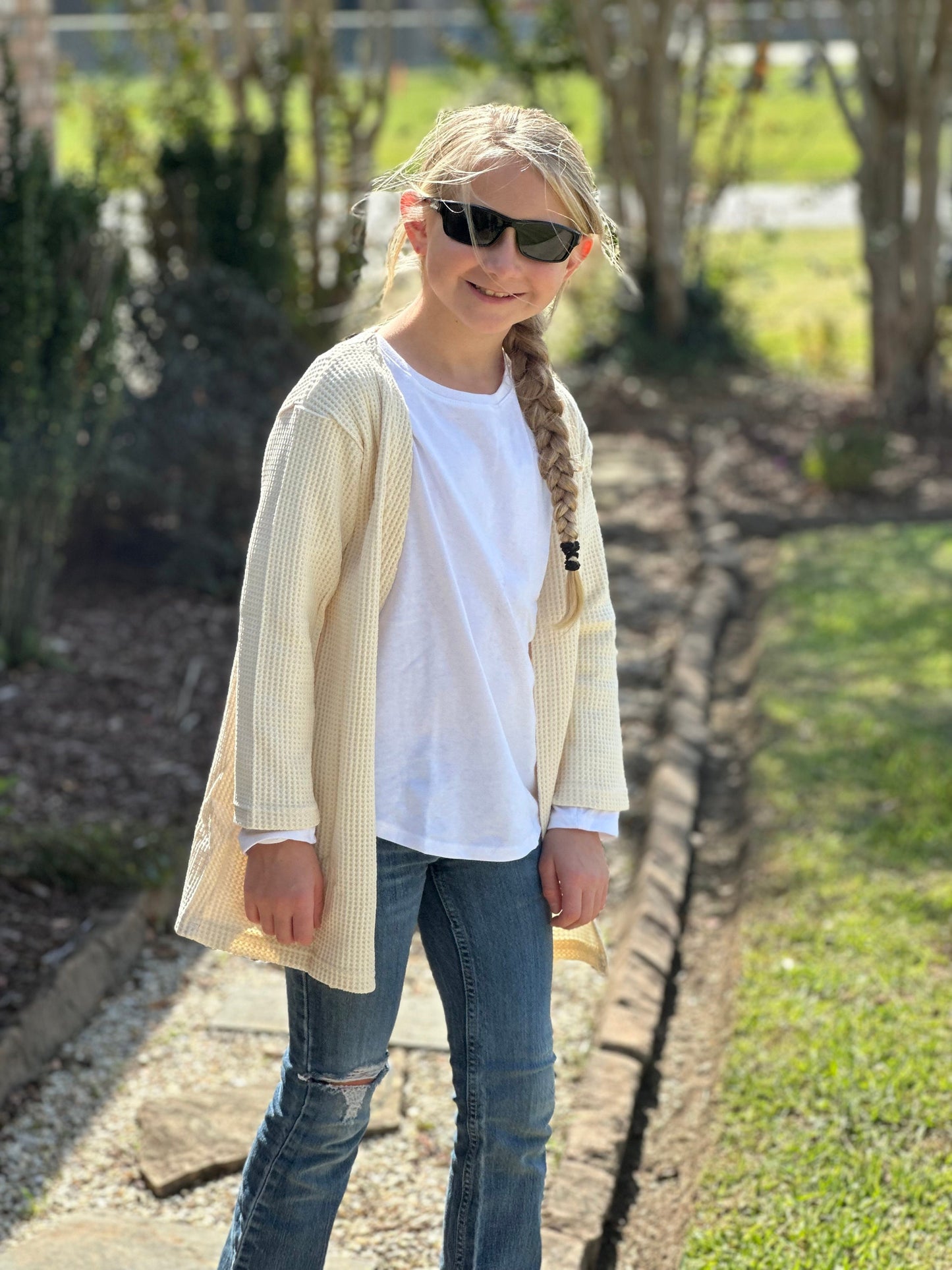 Cream waffle sweater