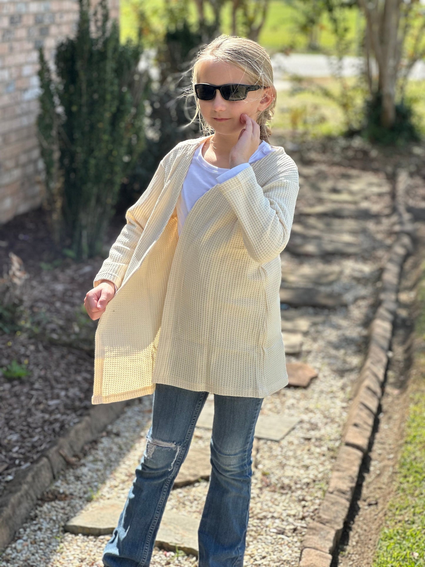 Cream waffle sweater