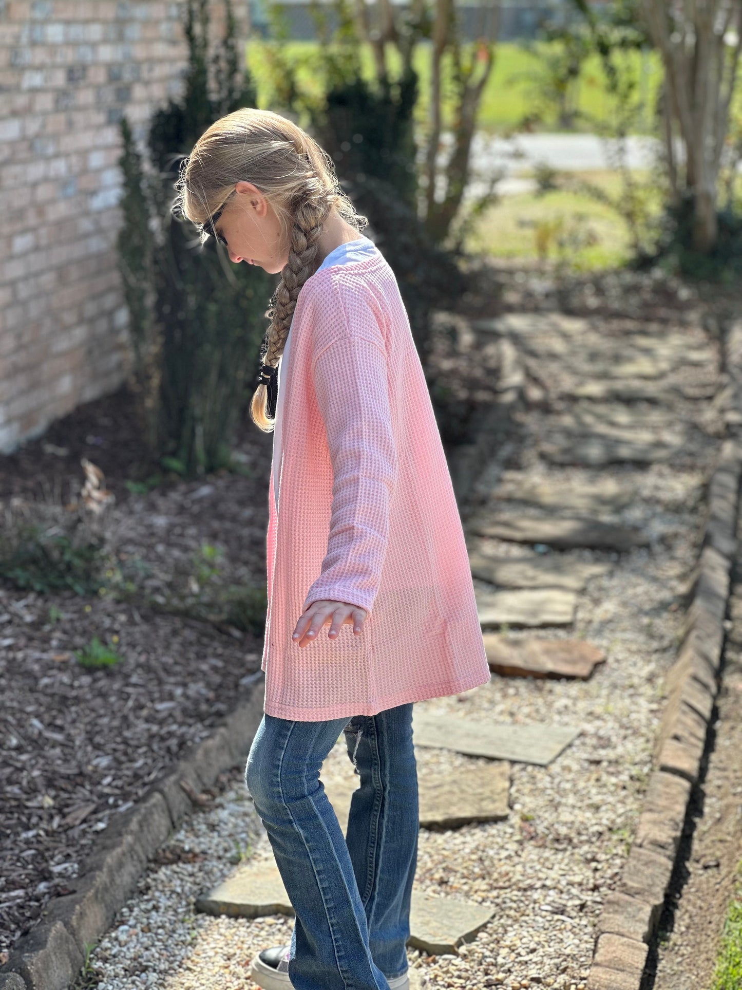 Pink waffle sweater