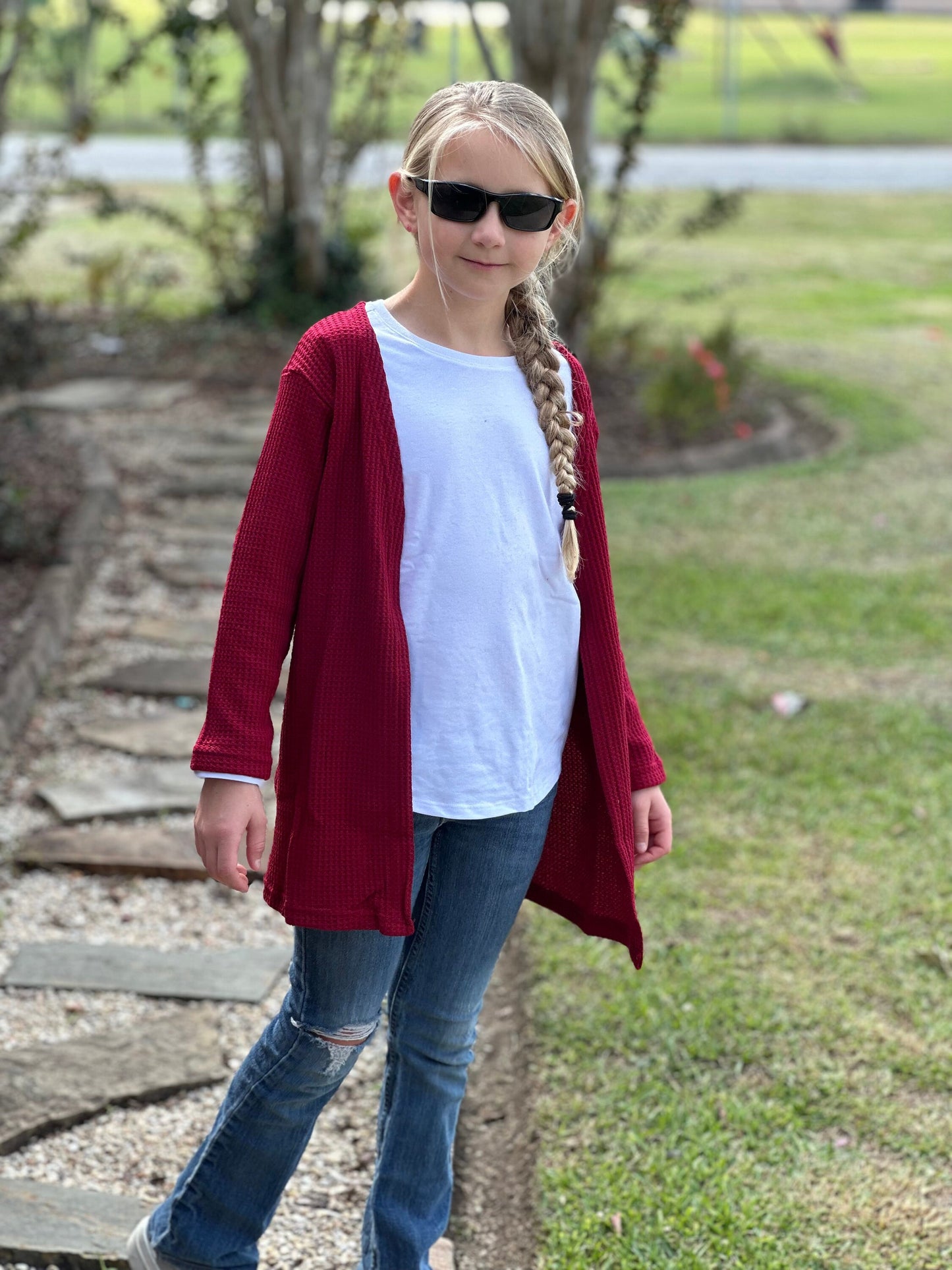 Maroon waffle sweater
