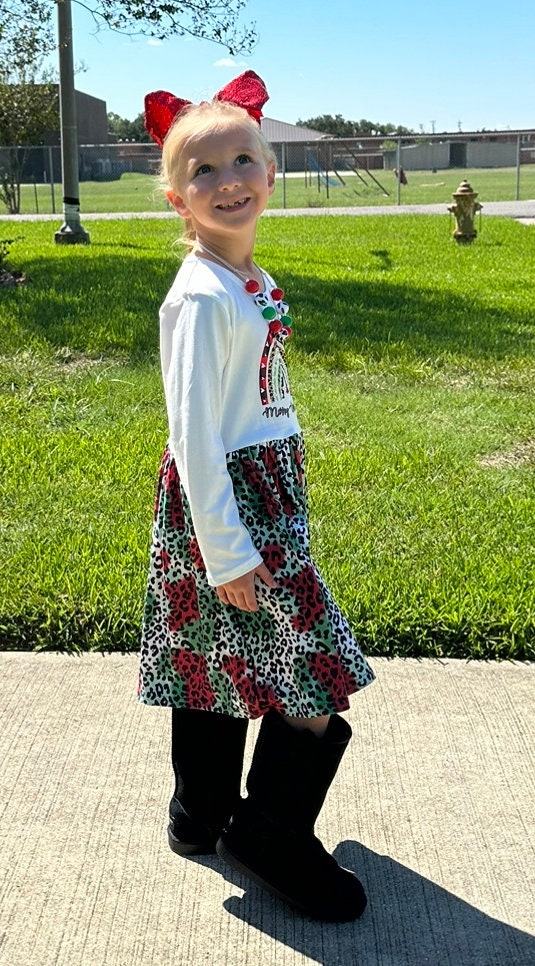 Leopard Christmas Rainbow Dress