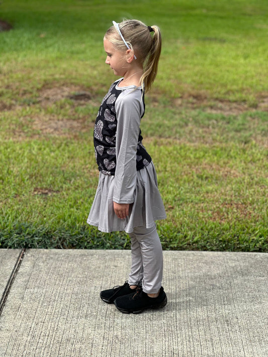 Leopard Hearts Twirl Leggings Set