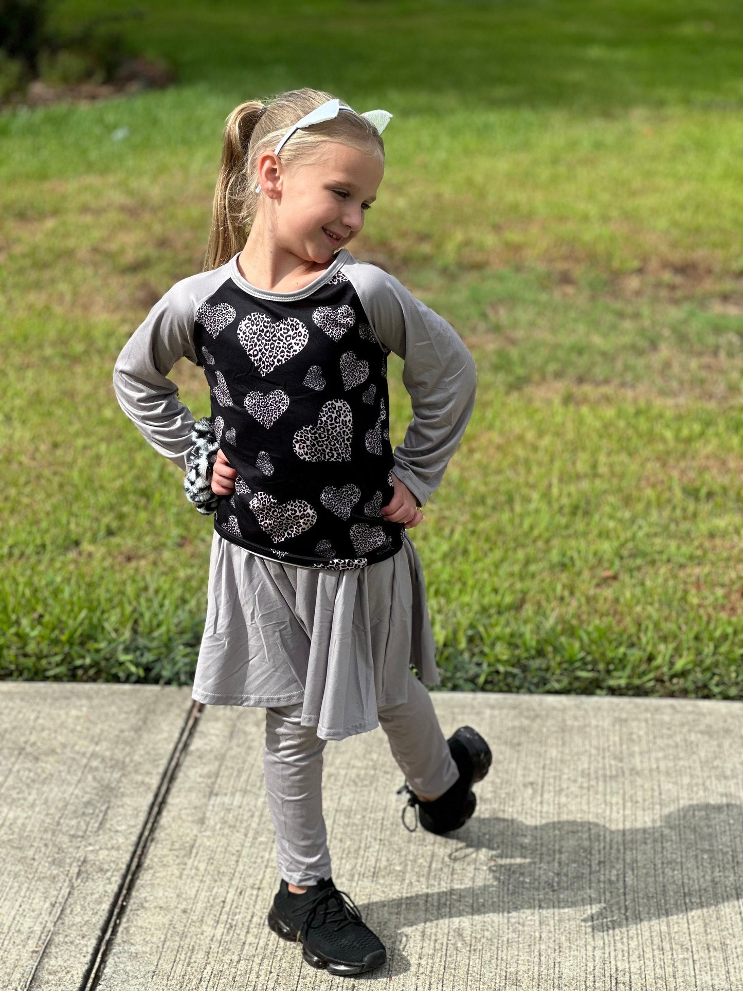 Leopard Hearts Twirl Leggings Set