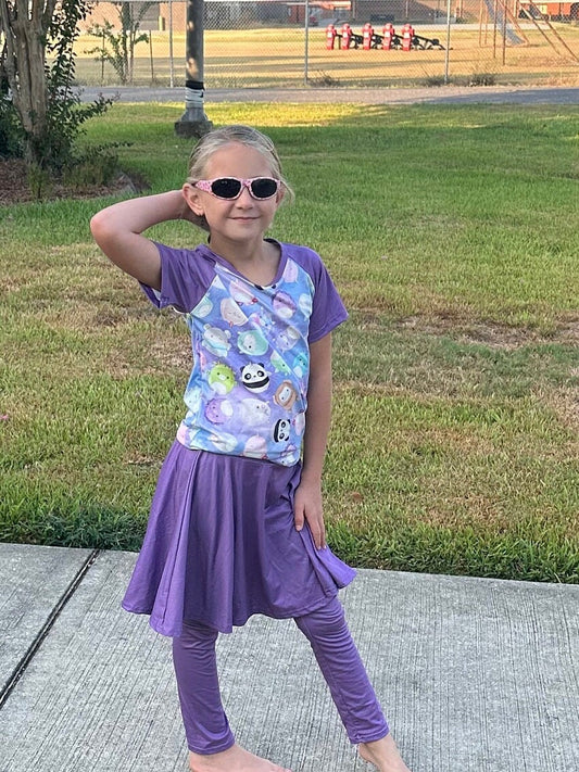 Purple squishmallow twirl skirt leggings
