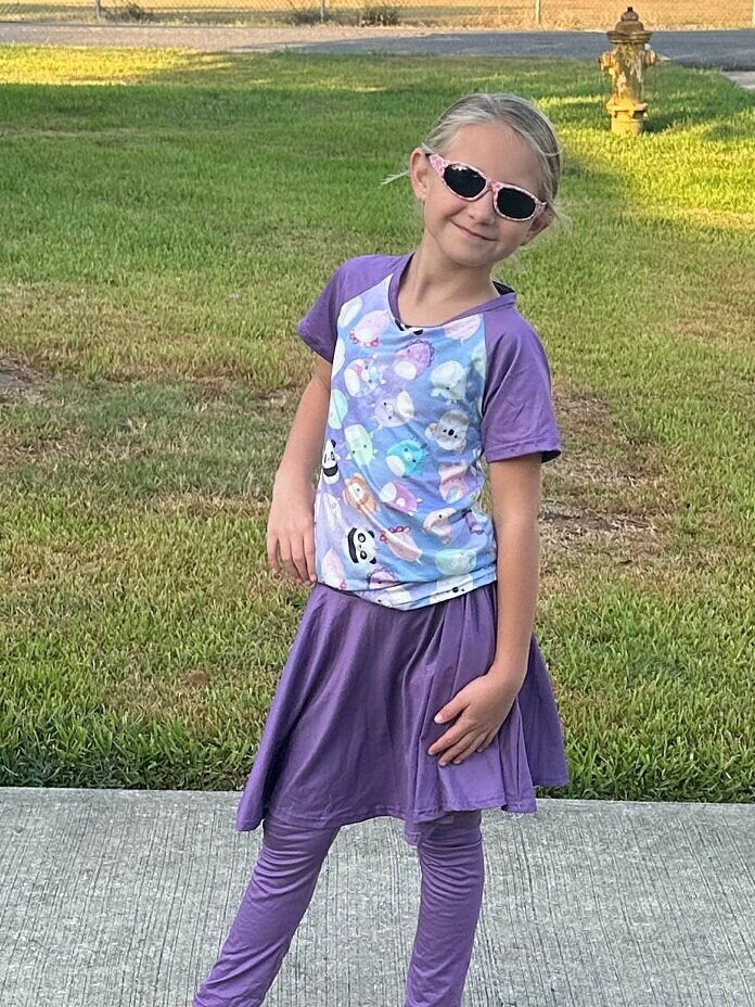 Purple squishmallow twirl skirt leggings