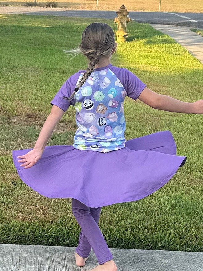Purple squishmallow twirl skirt leggings