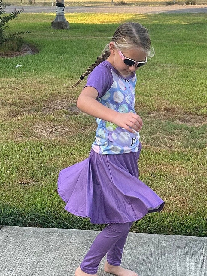 Purple squishmallow twirl skirt leggings