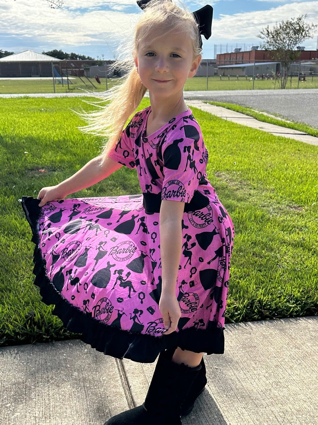 Pink and Black Fancy Doll Twirl Dress