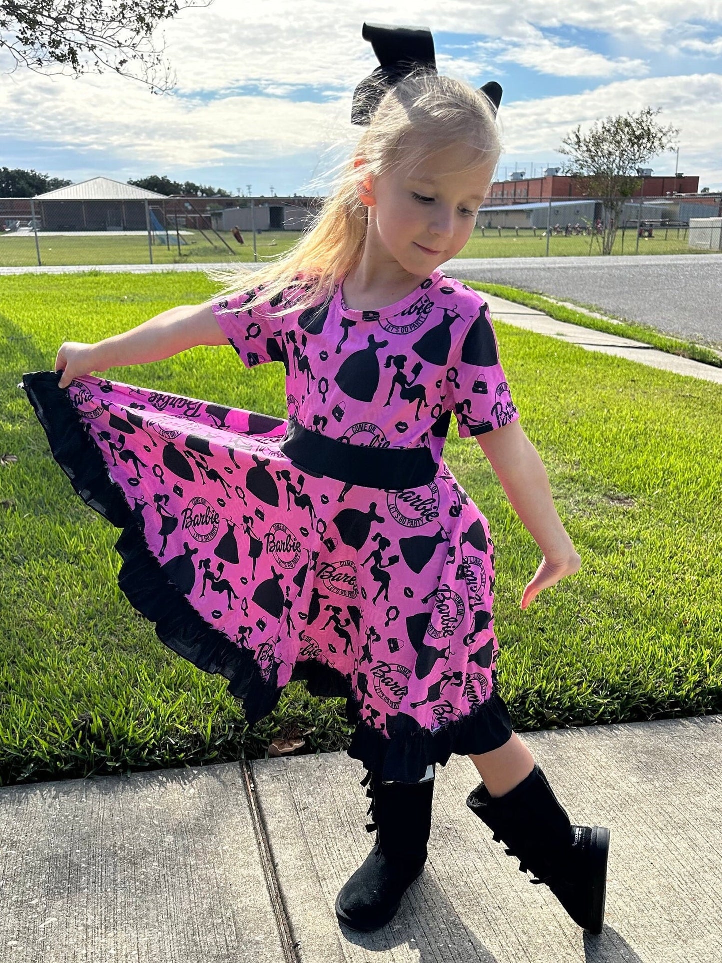 Pink and Black Fancy Doll Twirl Dress