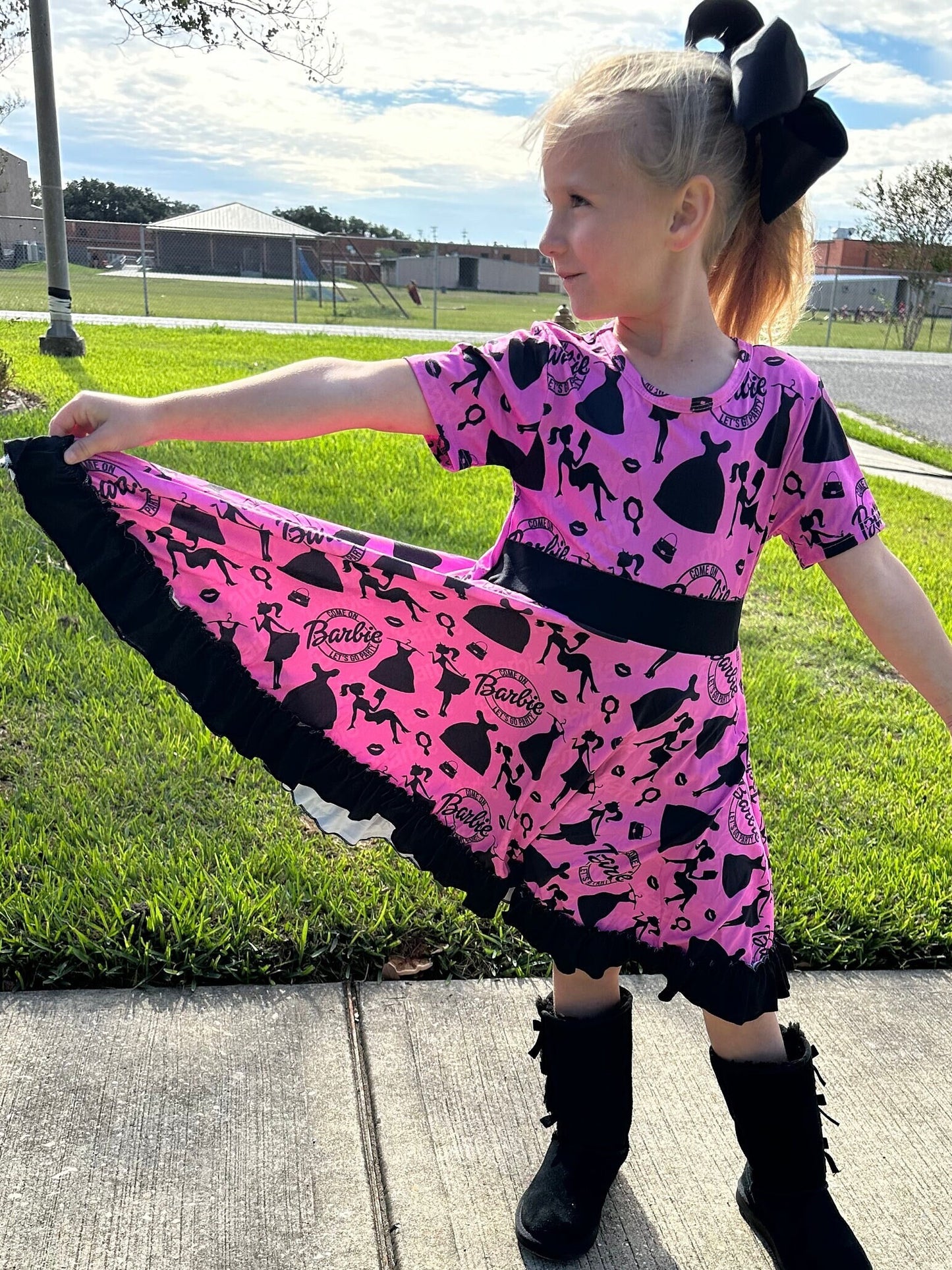 Pink and Black Fancy Doll Twirl Dress