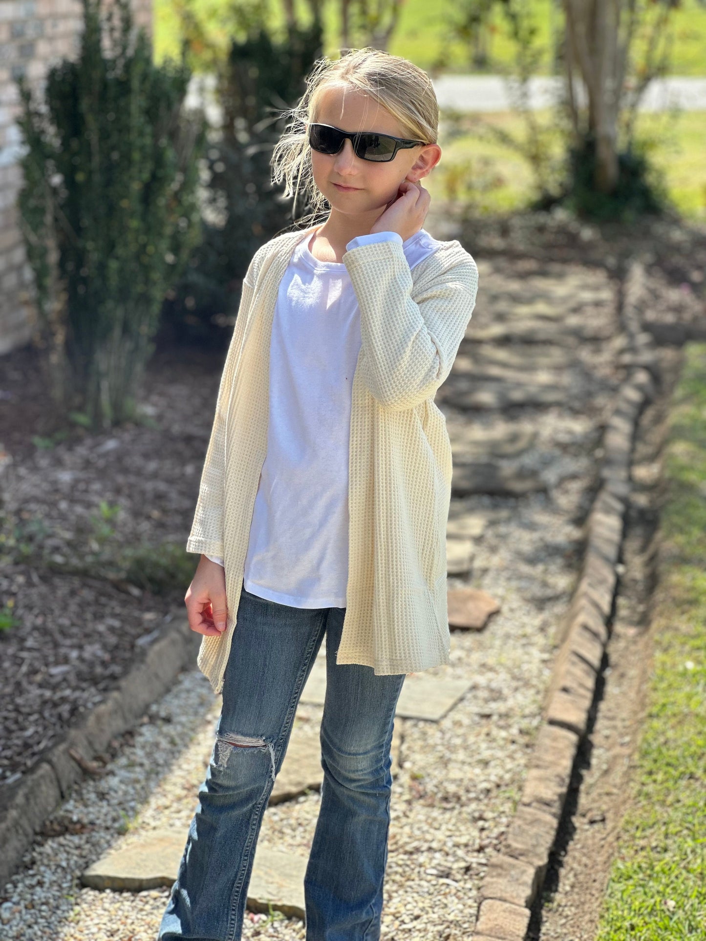 Cream waffle sweater