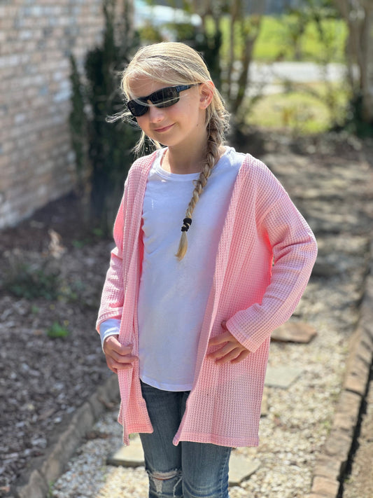 Pink waffle sweater