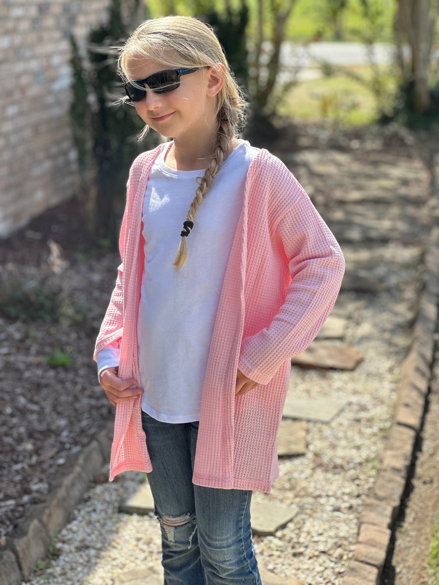 Pink waffle sweater