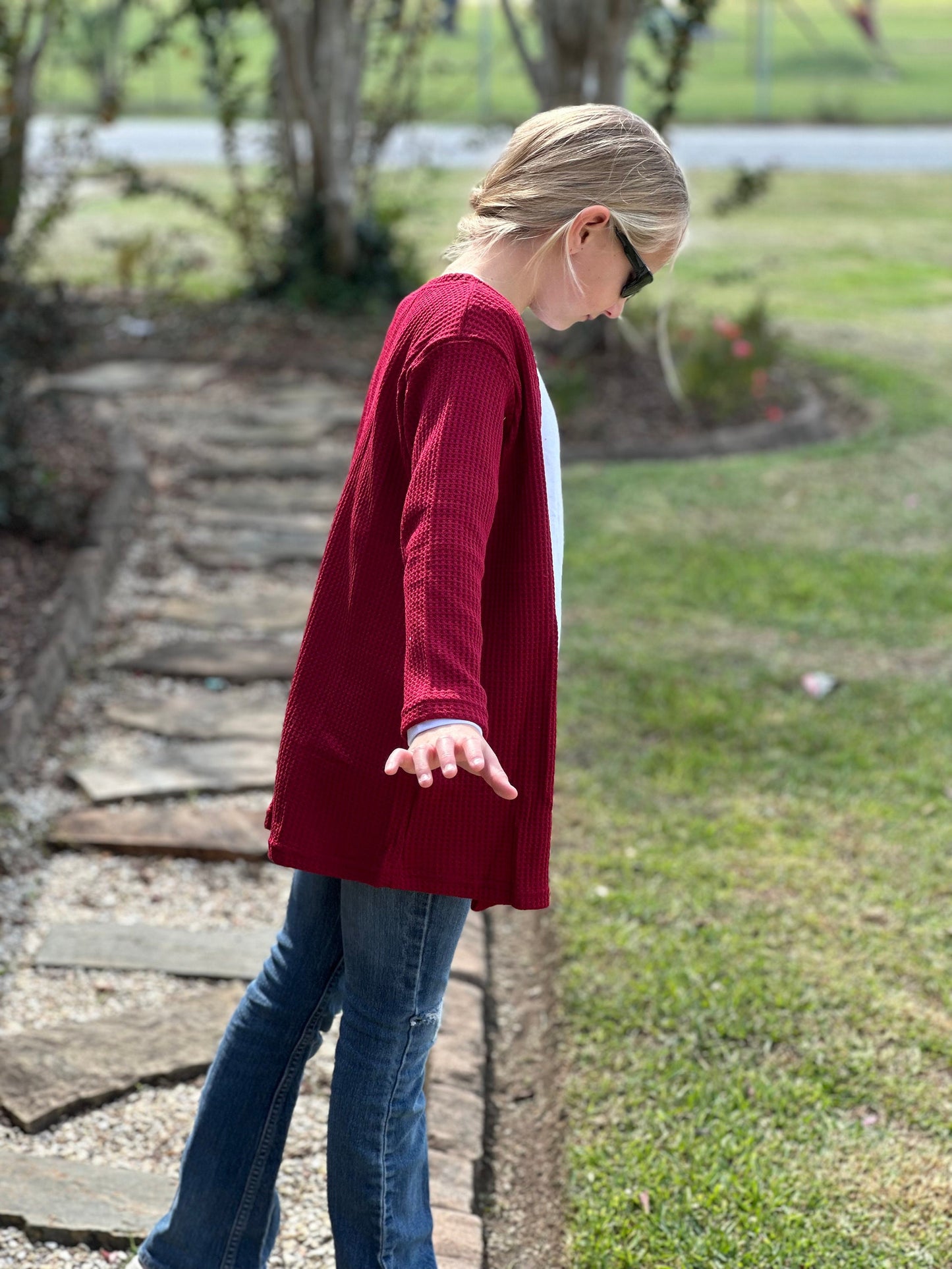 Maroon waffle sweater