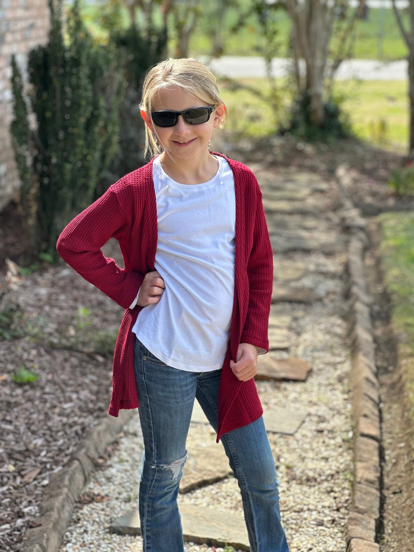 Maroon waffle sweater