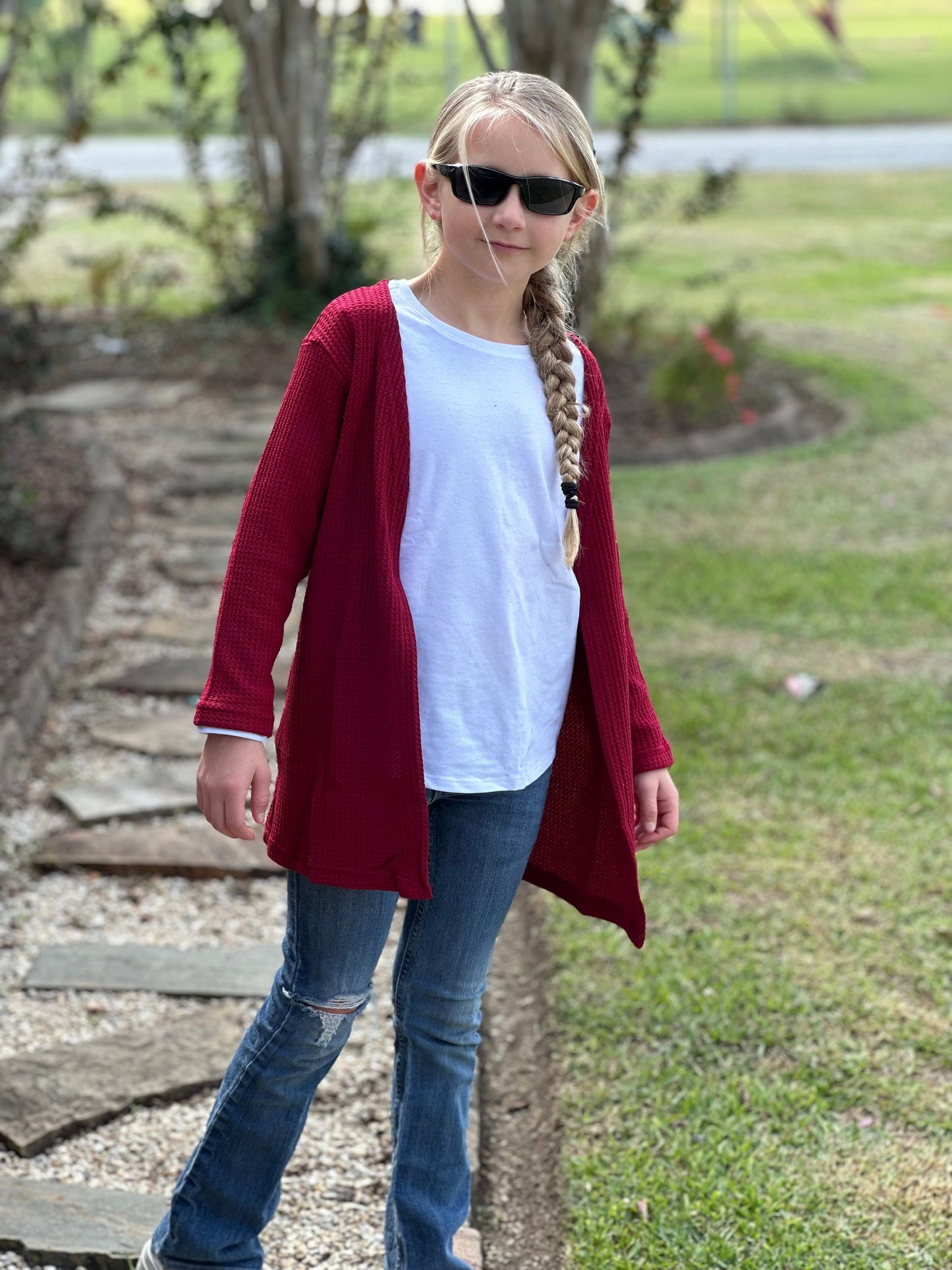 Maroon waffle sweater