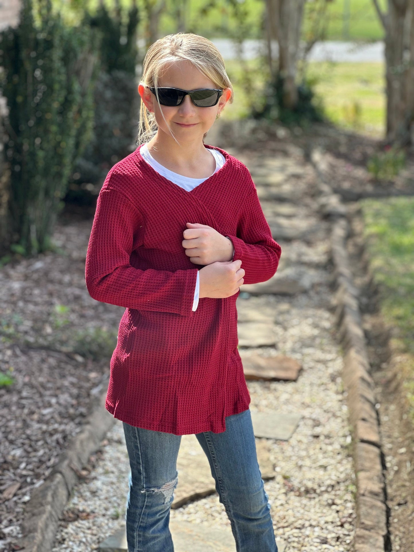 Maroon waffle sweater