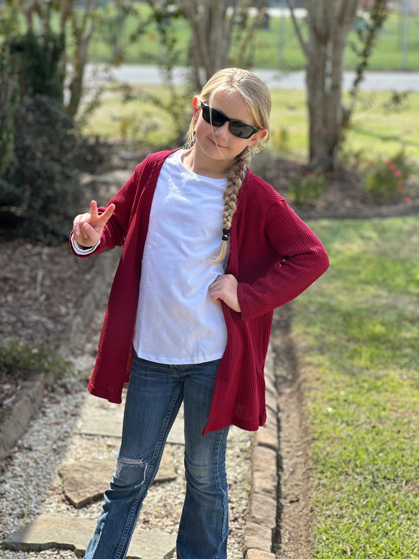 Maroon waffle sweater