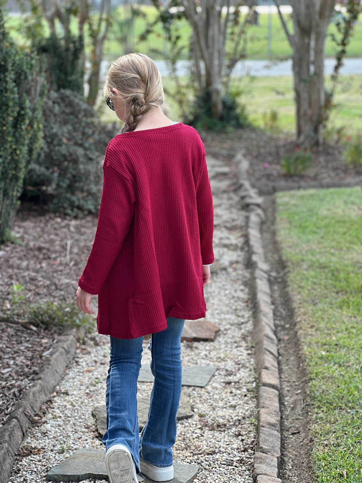 Maroon waffle sweater