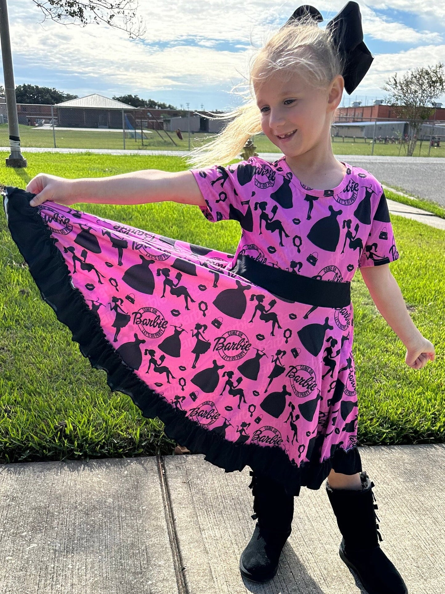 Pink and Black Fancy Doll Twirl Dress
