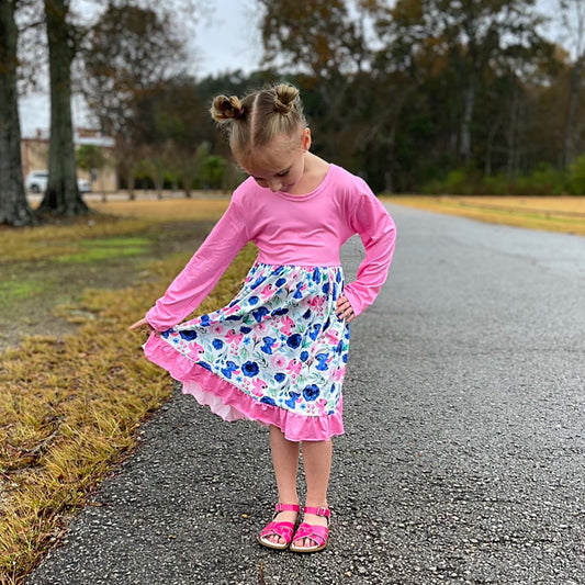 Floral Stitch and Angel Tie Back Dress