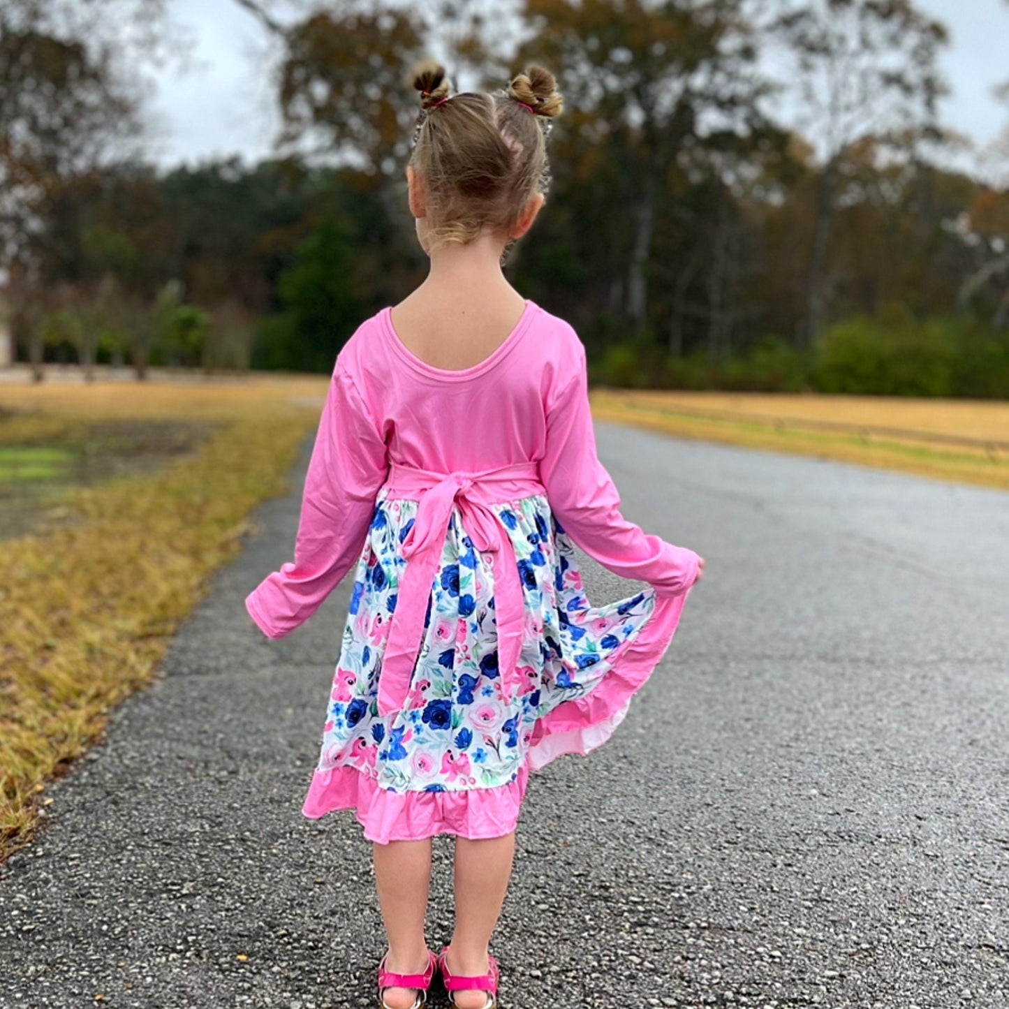 Floral Stitch and Angel Tie Back Dress