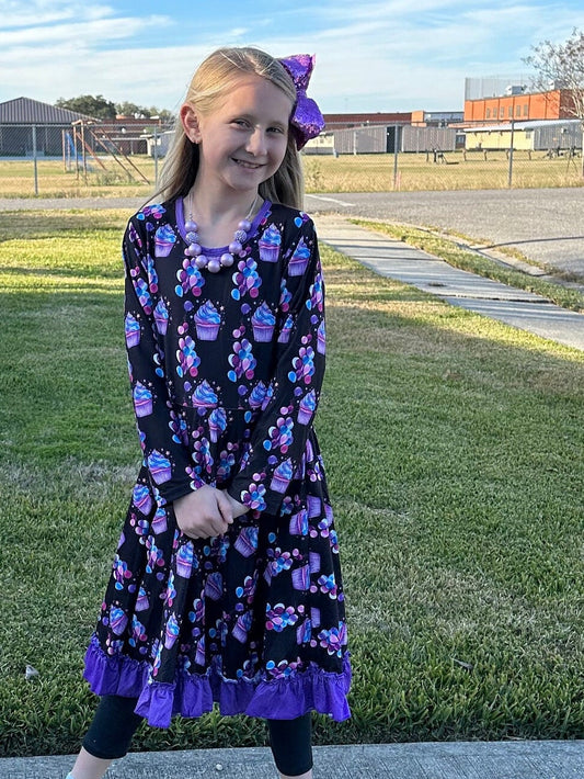 Purple birthday Twirl Dress