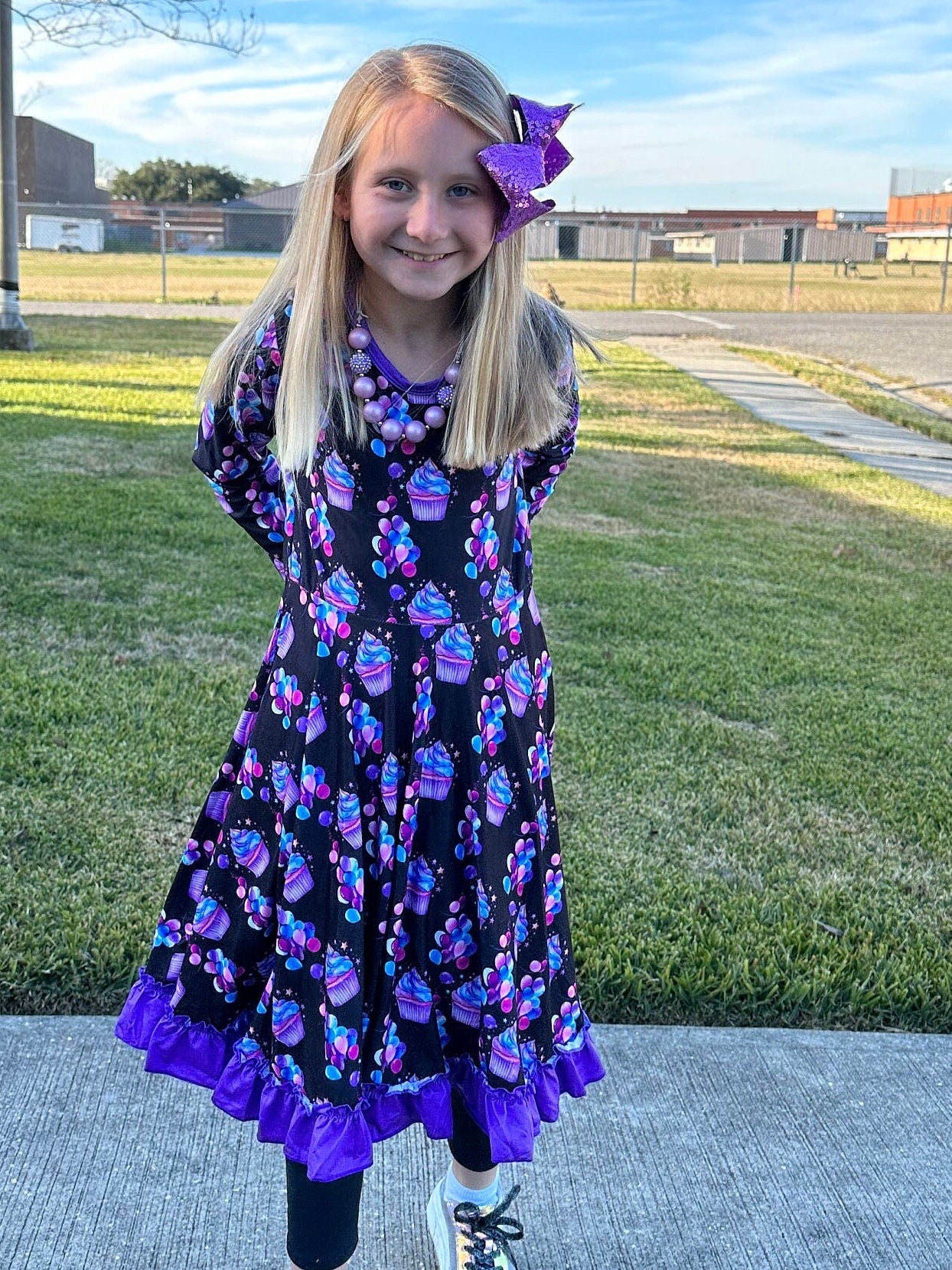 Purple birthday Twirl Dress