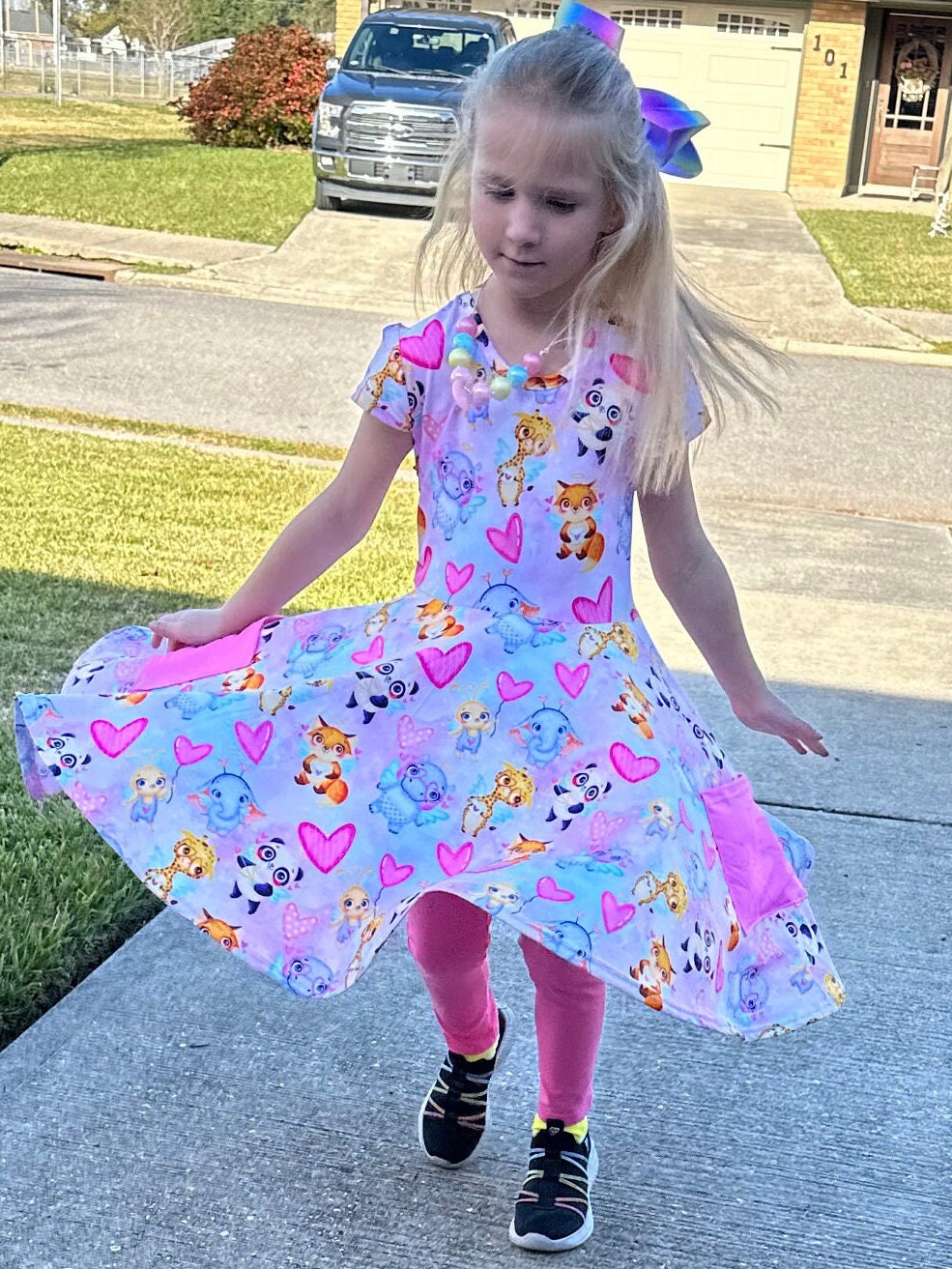 Baby Animals Pocket Twirl Dress