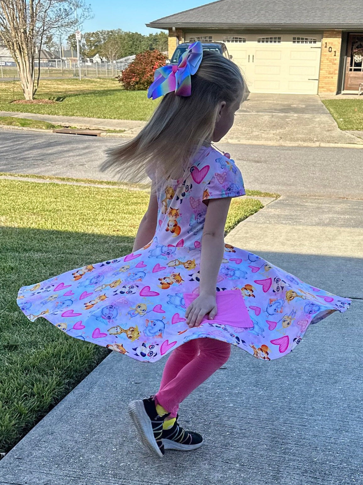 Baby Animals Pocket Twirl Dress