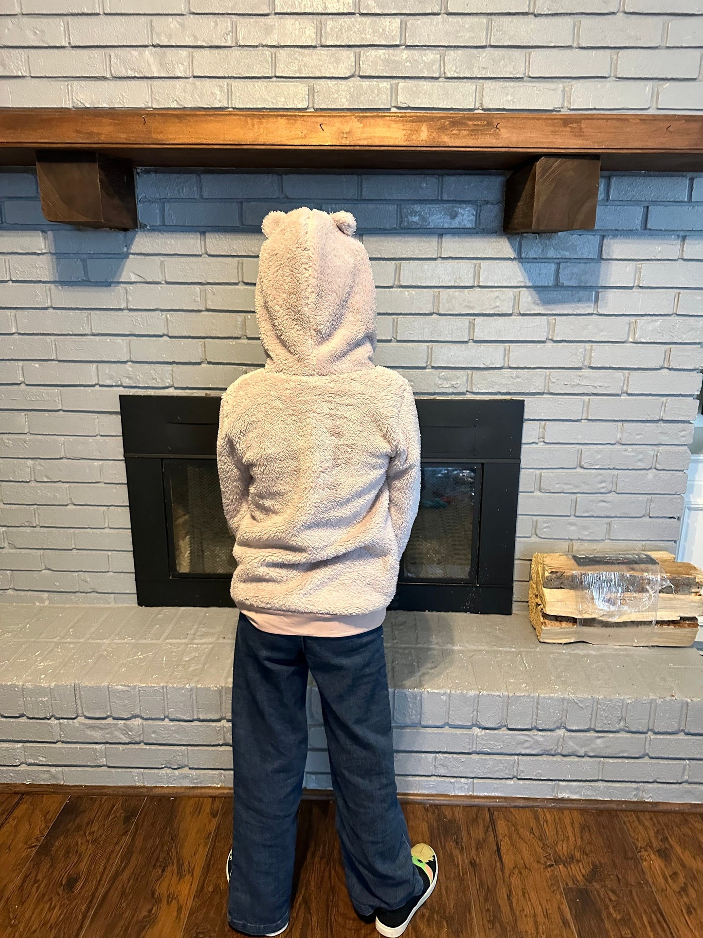 Tan Kitty Zip Up Fleece Hoodie