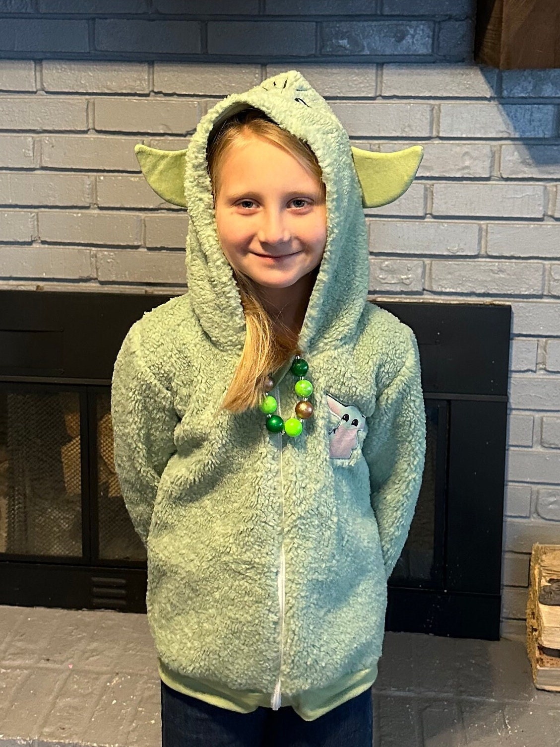 Green Space Guy Zip Up Fleece Hoodie